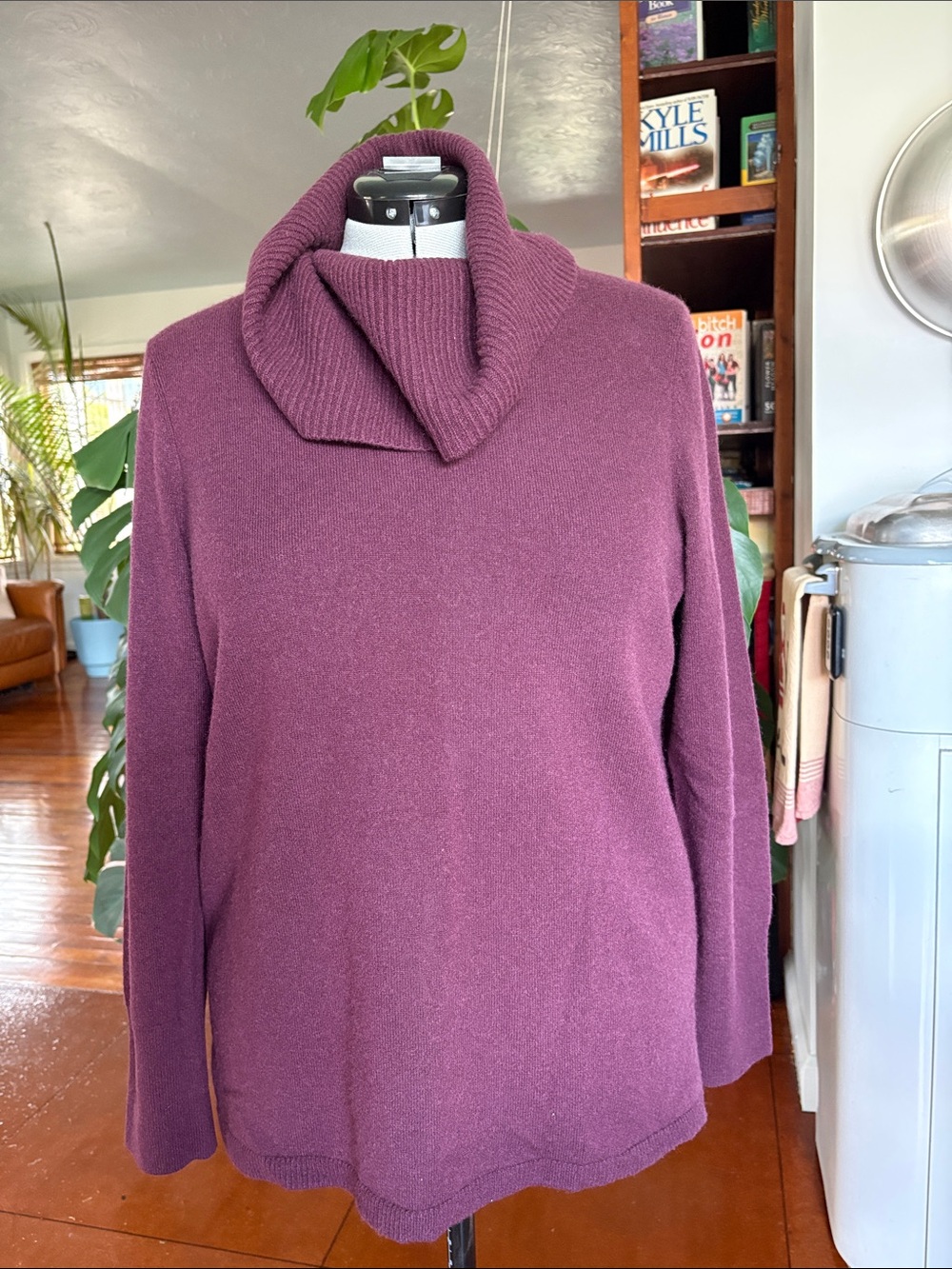 100% cashmere cowl neck sweater